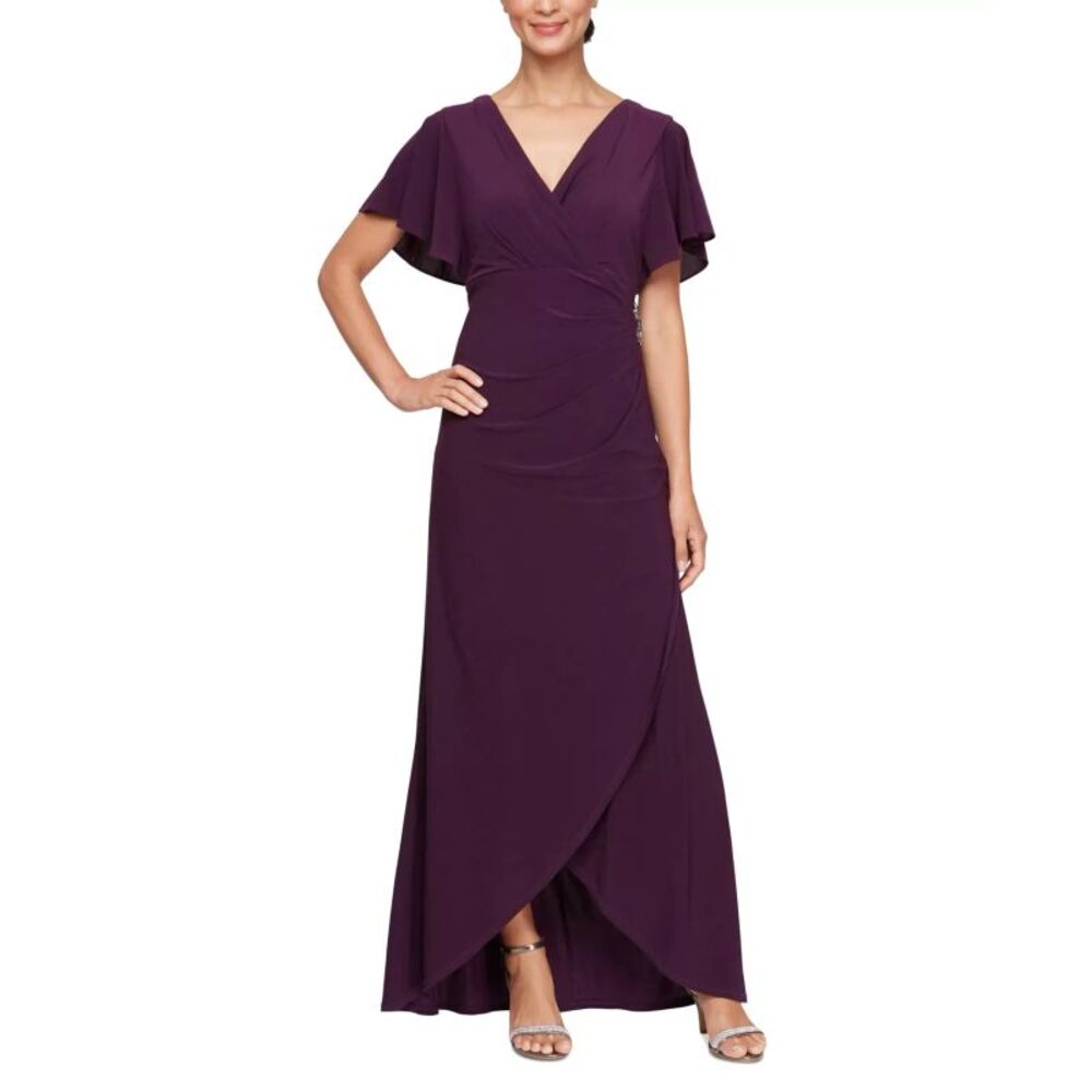 SL Fashions | Dresses | Sl Fashions Womens Dress Sz 8 Fluttersleeve Highlow  Gown | Poshmark